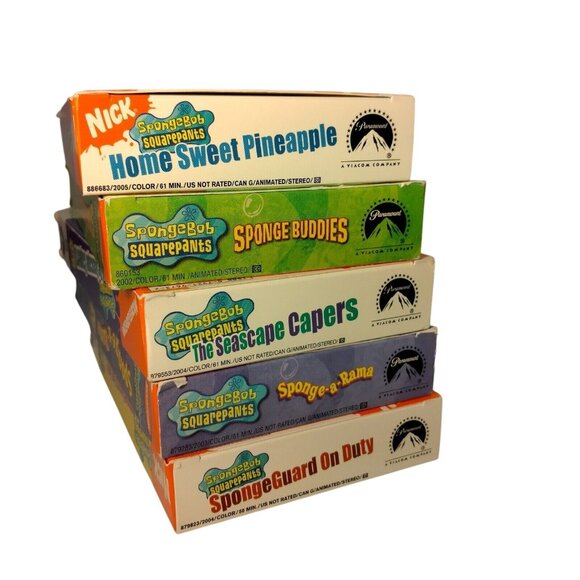 Sponge Bob Squarepants Cartoon VHS Tapes Lot of 5 Nickelodeon Kids Teen - Picture 4 of 8